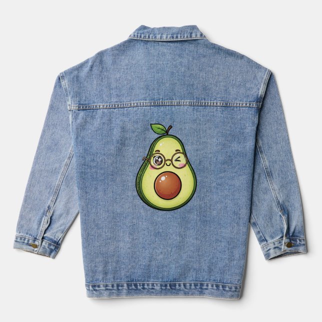 Cute Kawaii Winking Avocado with Glasses (Verso)