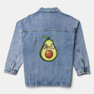 Cute Kawaii Winking Avocado with Glasses Jeansjacke