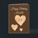 Cute Khaki Watercolor Heart 13th Birthday Karte<br><div class="desc">Cute Khaki Watercolor Heart 13th Birthday, Birthday Design Made for any granddaughter. If you're looking for some pretty granddaughter birthday cards, teenager birthday cards or thirteenth birthday cards, this one is for you. The design feature cute watercolor hearts, something attraactive and beautiful, so, don't hesitate to personalize in order to...</div>