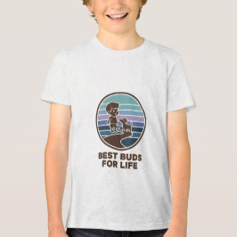 Cute kid and puppy on a road Tri-Blend shirt
