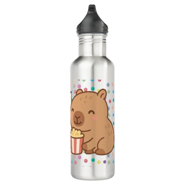 Cute Kids Capybara Popcorn Snack Time Edelstahlflasche (Rechts)