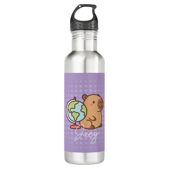 Cute Kids Capybara School Edelstahlflasche (Vorderseite)