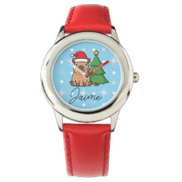 Cute Kids Christmas Capy Blue Red Armbanduhr