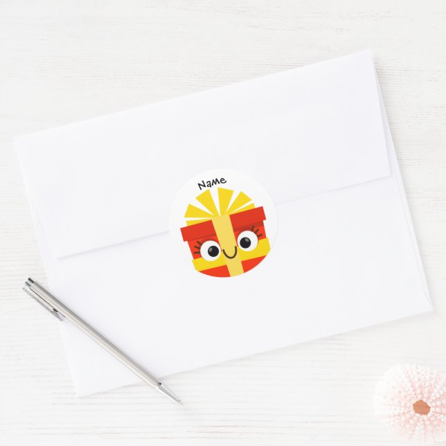 Cute Kids Christmas Gift Sticker with Personalize (Umschlag)