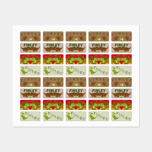Cute Kids Dinosaur Day Care School Clothing Label Etiketten (Blatt)