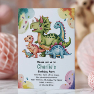 Cute Kids Dinosaur Theme Birthday Party  Einladung