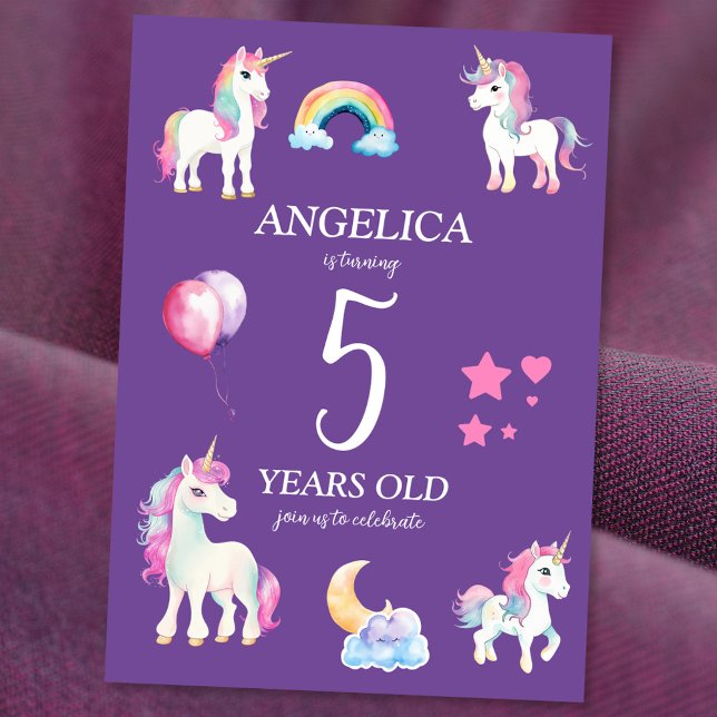 Cute Kids Girly Unicorn Birthday Einladung (Von Creator hochgeladen)