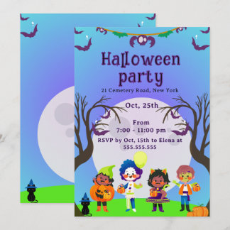 Cute Kids Halloween Party Invitation