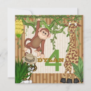 CUTE KIDS Jungle Safari Invitation d'anniversaire