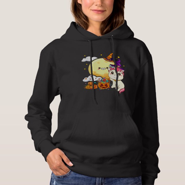 Cute Kids Witch Unicorn Girls Halloween Hoodie (Vorderseite)