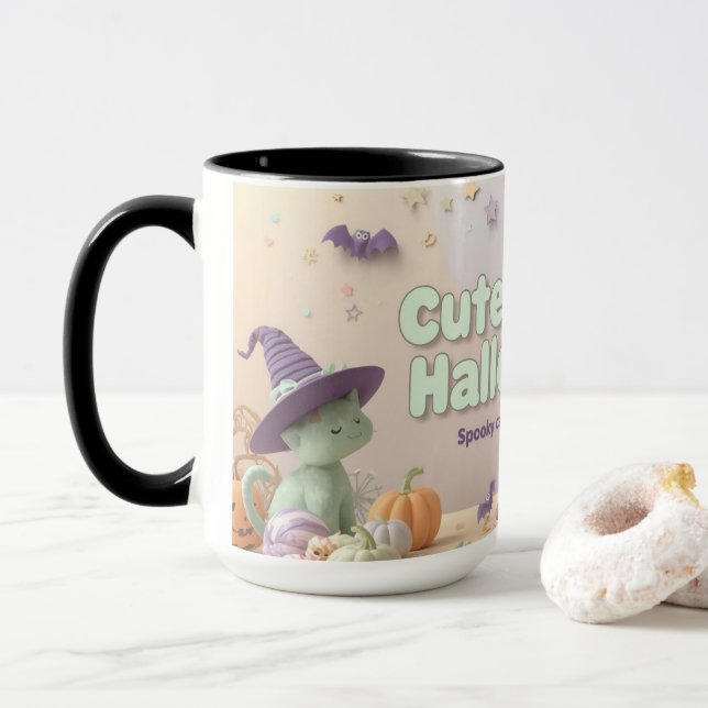 🧡 ✨ “Cute & Kind Halloween” Collection 🎃🌿 Tasse (Mit Donut)