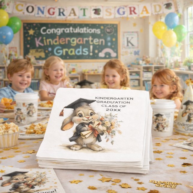  Cute Kindergarten Graduation Bunny Design Serviette (Von Creator hochgeladen)