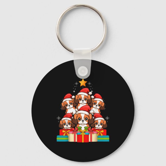 Cute King Charles Cavalier Le Dog Christmas Tree X Schlüsselanhänger (Vorderseite)