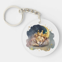 Cute king Lion Sleeping On The Moon
