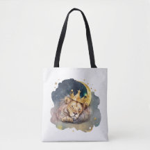 Cute king Lion Sleeping On The Moon