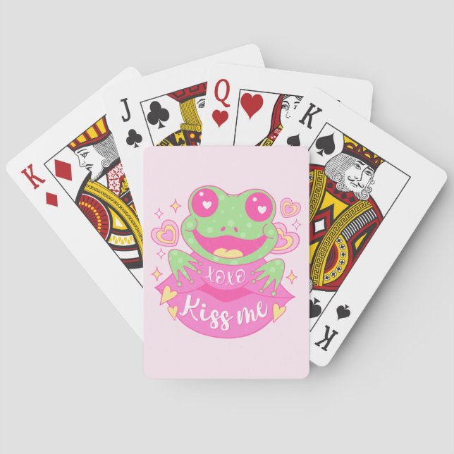 Cute Kiss Me Frog - Xoxo Spielkarten (Rückseite)