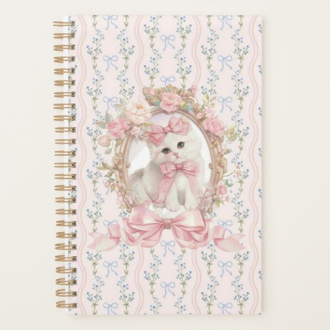Cute Kitten avec vaches roses et Carnet Floral (Devant)