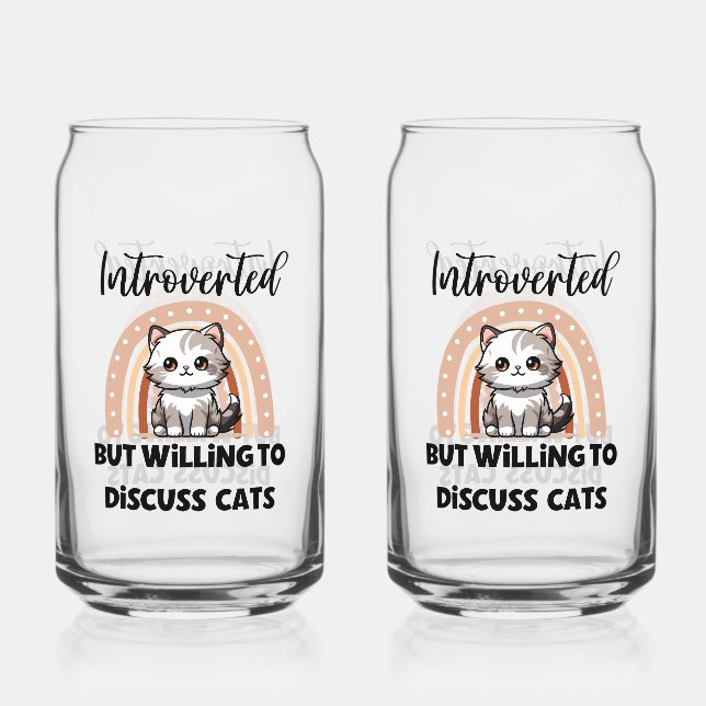 Cute Kitten Boho Rainbow "Introverted" Graphic Dosenglas (Vorderseite)