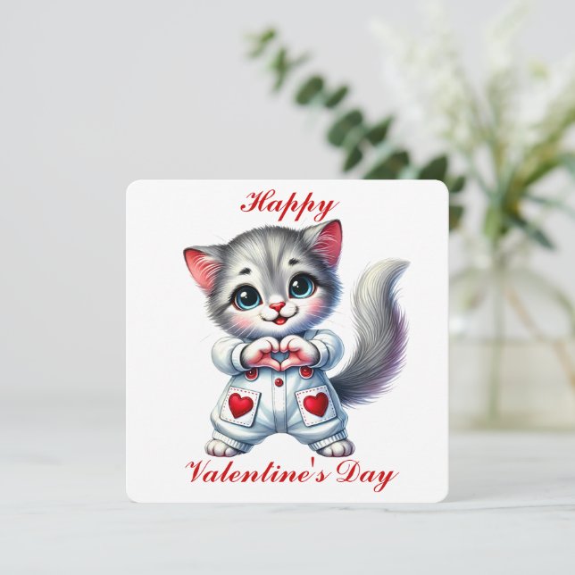 Cute Kitten - Carte Saint Valentin (Debout devant)