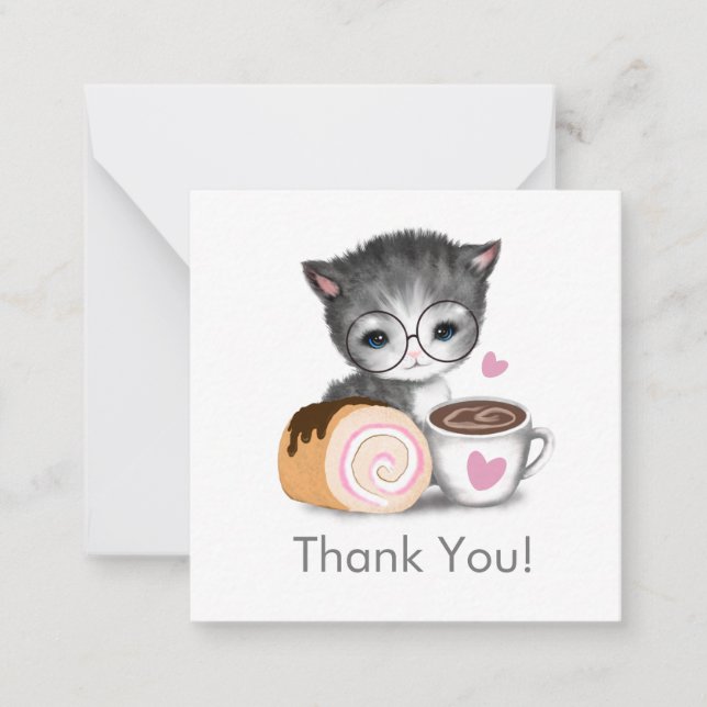 Cute Kitten Cat Café Merci Carte de note (Devant)