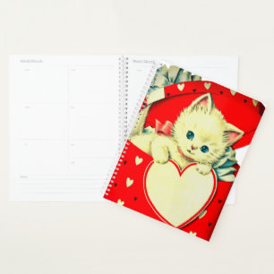 Cute Kitten Coeur Vintage Chat Retro Kitty