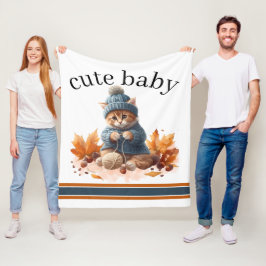Cute Kitten Elegant Knittin' Kittens Baby Blanket Fleecedecke