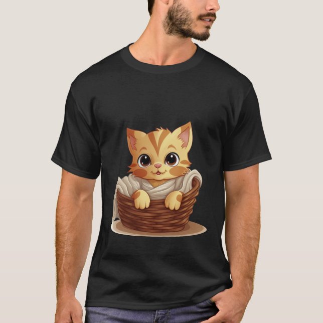 Cute Kitten in Basket Cozy Blanket Art ✨🐾🧺 T-Shirt (Vorderseite)