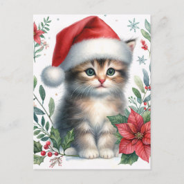 Cute Kitten In Santa Hat Christmas Postcard Postkarte