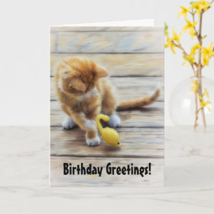 Cute Kitten Jouer Fun Carte Anniversaire