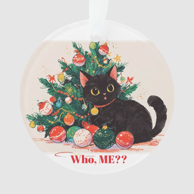 Cute Kitten noir à l'air coupable - Noël (devant)