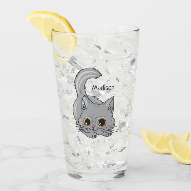 Cute Kitten nom personnalisé pinte verre (Devant glace)