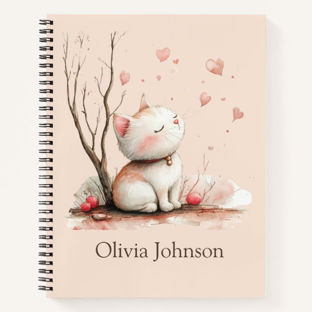 Cute Kitten personnalisé avec Carnet de coeur (Devant)