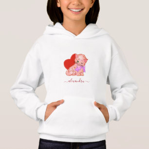 Cute Kitten Red Heart & Girls Nom Sweet Love Cat