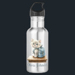 Cute Kitten with Backpack Personalized Edelstahlflasche<br><div class="desc">Stay hydrated in style with this adorable personalized stainless steel water bottle featuring a fluffy kitten and a tiny blue backpack! Ideal for school, daycare, or outdoor adventures, this leak-proof and durable bottle keeps drinks cool and your little one smiling. Customize it with a name or monogram for a one-of-a-kind...</div>