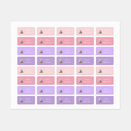 Cute Kitten with Backpack Pink and Lilac Clothes Etiketten