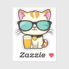 cute kitten with soda aufkleber