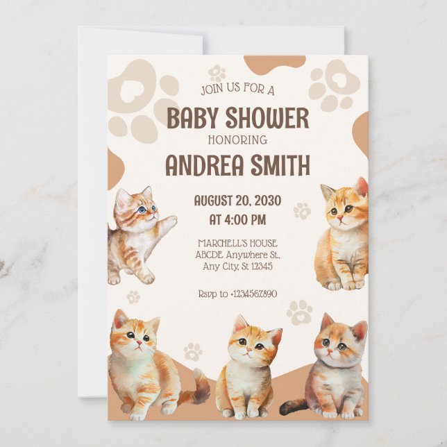 Cute kittens baby shower Invitation (Devant)