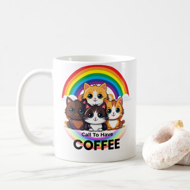 Cute Kittens Café Mug : Cadeau Amoureux des chats  (Avec donut)