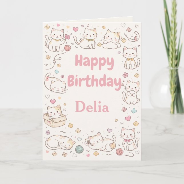 Cute Kitties Custom Birthday Card Karte (Vorderseite)