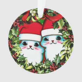 Cute Kitties de Noël en ornement acrylique de cour