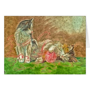 Cute Kitties Jouant Avec Du Fil