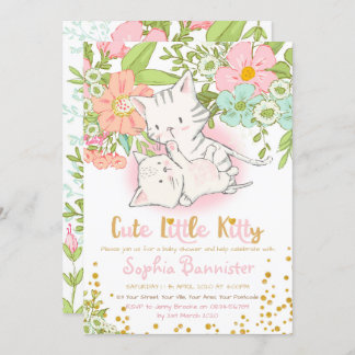 Cute Kitty Baby shower Invitation fille