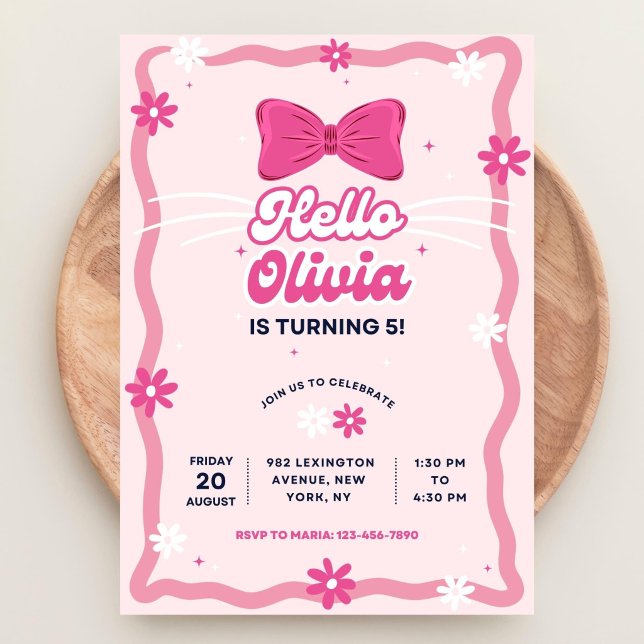Cute Kitty Birthday Invitation, Editable Kitty Bir Einladung (Von Creator hochgeladen)