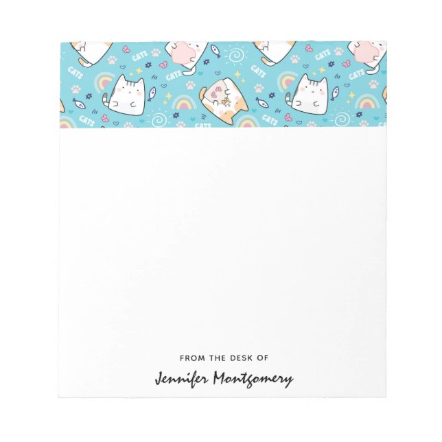 Cute Kitty Cats Whimsical Pattern Notizblock (Vorderseite)