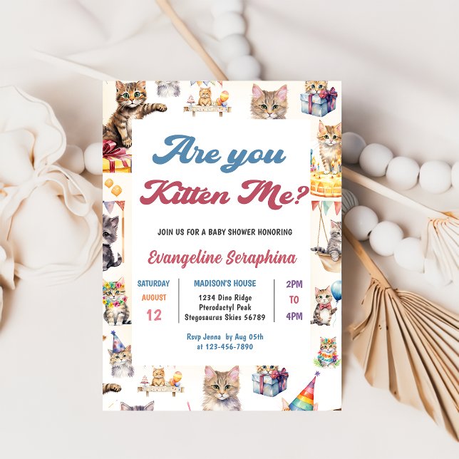 Cute Kitty Chat Baby shower Fête Invitation (Créateur téléchargé)