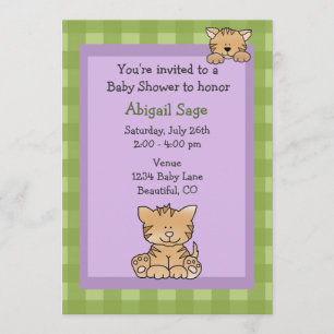 Cute Kitty Chat bébé fille douche Invitation