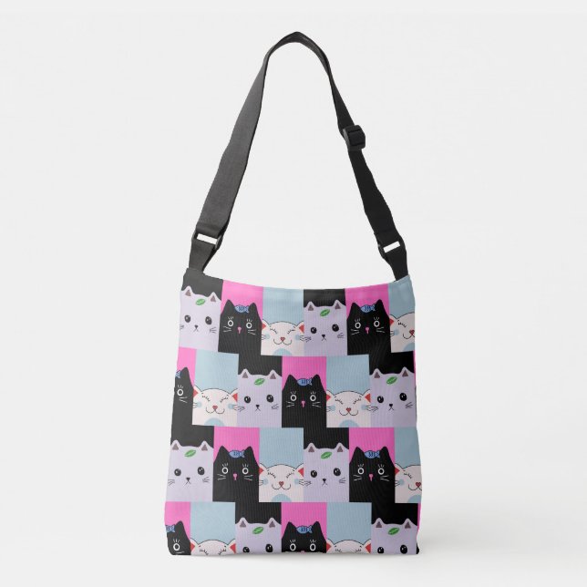 Cute Kitty Chats Crossbody Sac (Devant)