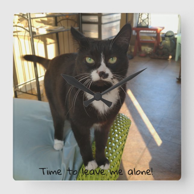 Cute Kitty Clock Quadratische Wanduhr (Vorderseite)