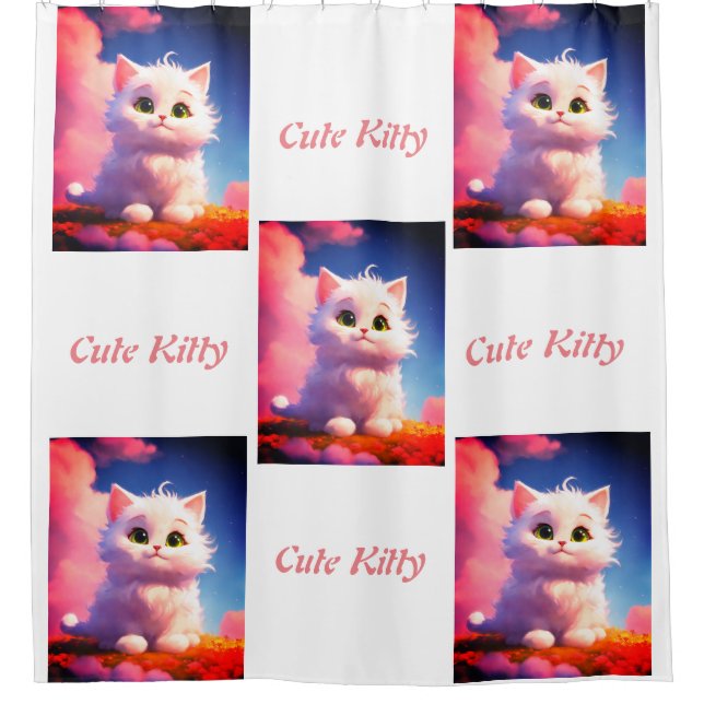 Cute Kitty Nuage Douche Rideau (Devant)