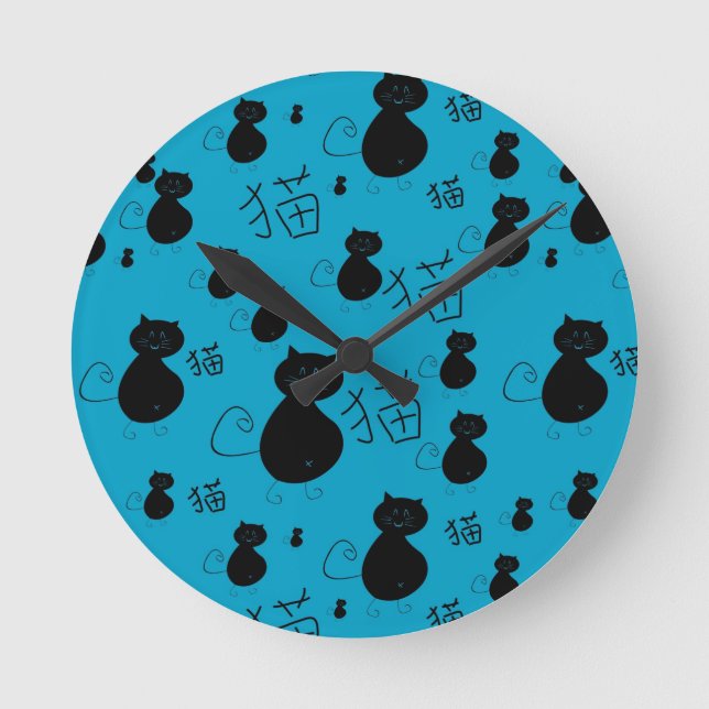 Cute kitty pattern runde wanduhr (Vorderseite)